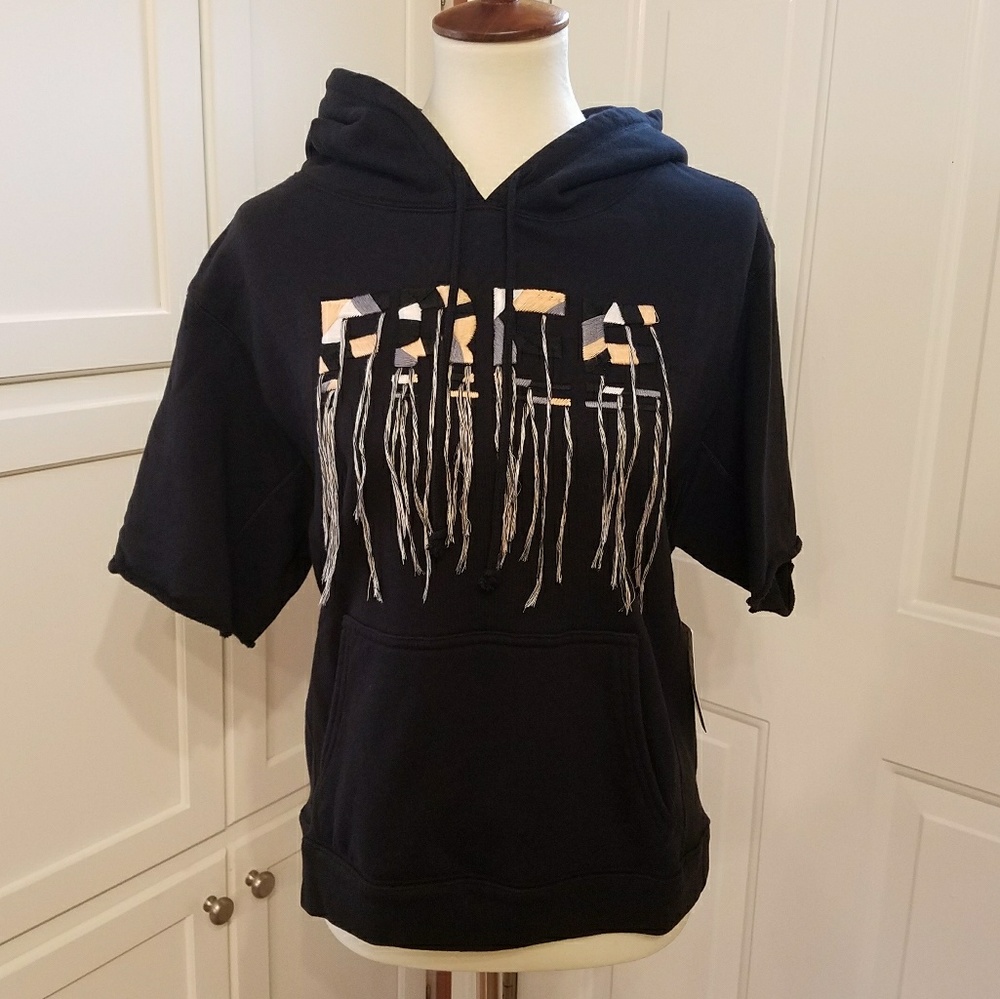 Free People black short sleeve pullover sweater